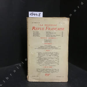 La nouvelle revue française Paul Valéry : Sémiramis - Julien Benda: Délice d'Eleuthère (II) - Franz Hellens : La petite flûte - Jean Prévost : Lettre sur les lyriques allemands - Ch.-A. Cingria : Hippolyte Hippocampe - Textes et documents : Dossiers d'évasion, publiés par Maurice Coriem - Chroniques : Perspectives de philosophie moderne, par B. Groethuysen... - Notes... - L'air du mois...