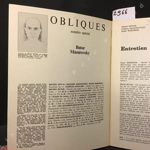 Obliques Numéro Spécial : Michel Butor et Grégory Masurovsky