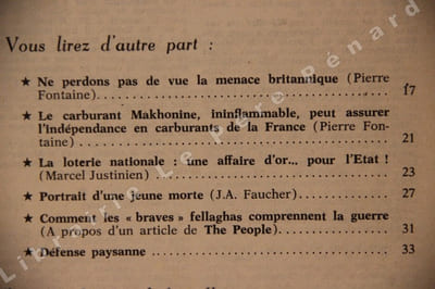 Le Charivari Bilan. Economique, Politique, Social - Deux ans après : Le bilanNe perdons pas de vue la menace britannique (Pierre Fontaine) - Le carburant Makhonine, inflammable, peut assurer l'indépendance en carburants de la France (Pierre Fontaine) - La loterie nationale : une affaire d'or... pour l'Etat ! (Marcel Justinien) - Portrait d'un jeune morte (J.A. Faucher) - Comment les "braves" fellaghas comprennent la guerre - Défense paysanne - ...