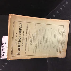 Archives d'Anthropologie Criminelle, de Médecine Légale et de Psychologie normale et pathologique Mémoires Originaux : La lutte contre la criminalité juvénile au XIXe siècle (fin) (J. Grosmolard)  Notes et Observations médico-légales : Observations de quelques symptômes rares au cours d'un empoisonnement par la morphine et l'atropine combinées (un graphique) (Dr. Brunetière) Revue critique : Les révélations de l'écriture d'après un contrôle scientifique (avec 6 figures) (A. Binet)