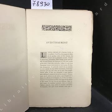 LIBER SADICUS - Justine ou les malheurs de la vertu. Reproduction textuelle de l'Edition Originale (en Hollande, 1791) . SADE