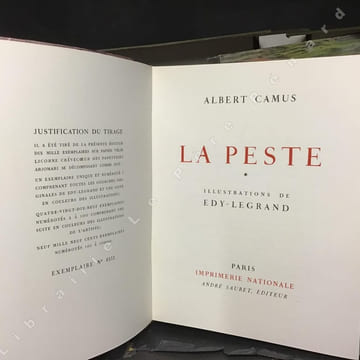 La Peste. Illustrations de Edy-Legrand. 2 volumes. CAMUS, Albert - Eddy LEGRAND (illustrations)