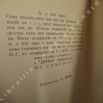Le comédien, comédie inédite en un prologue et quatre actes précédée de Lettre à mon père. GUITRY Sacha