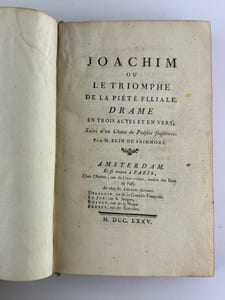 Joachim ou le triomphe de la piété familiale. Drame en trois actes et en vers. Suivi d'un choix de Pésies fugitives
