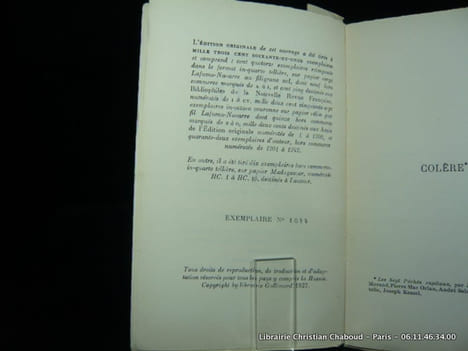 Aparté. Colère- Journal de colère- Dix jours à Ermenonville.. Jacques de Lacretelle