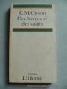Des larmes et des saints.. E. M. Cioran. Trad. par Sanda Stolojan