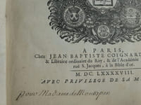 Discours prononcez dans l'Académie Françoise Le Samedi vingt-feptiéme Septembre M.DC. LXXXXVIII. A la Reception de Monsieur l'Abbé Genest  Aumonier ordinaire de Madame la Duchesse de Chartres. Suivi de la réponse de Monsieur l'Abbé Boileau, alors Directeur de L'Académie. 