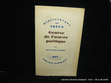 Genèse de l'oeuvre poétique. Weber Jean-Paul
