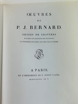 Oeuvres de P. J. Bernard ornées de dessins de Prud'hon. Reprint de l'édition de 1797.. P. J. Bernard
