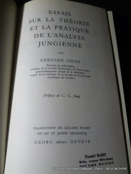Etudes de psychologie jungienne. Adler, Gerhard. Préf. de C.G. Jung