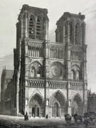 Eau-forte originale représentant NOTRE-DAME de Paris sur papier vergé, titrée "Façade occidentale de la Cathédrale de Paris "1833 par Chapuy, dessinateur et Devilliers, sculpteur. par Etienne DEVILLIERS (dite Le Jeune) / Nicolas CHAPUY