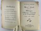 M&eacute;langes d'histoire litt&eacute;raire et de linguistique. L'argot - Villon - Rabelais. Marcel Schwob