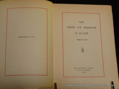 Les cent un propos d'Alain. Cinquième série.