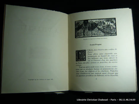 LA VILLETTE. Vie d'un quartier de Paris. Décoré de 62 bois originaux, lettrines et ornements par l'auteur.. Rouquet, Auguste