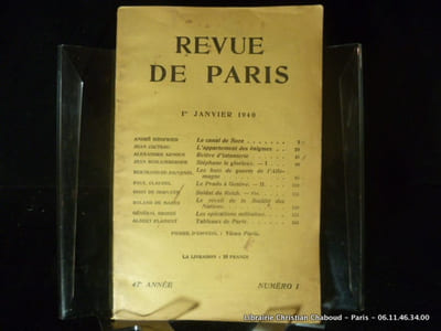 La Revue de Paris Numéro 1 - 47e année - 1er janvier 1940.