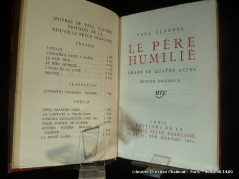 Le Père humilié. Drame en quatre actes. Edition originale.. Claudel Paul