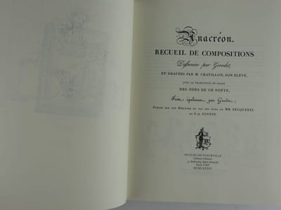 Anacréon Poèmes amoureux. Recueil de compositions dessinées par Girodet et gravées par M. Chatillon, son élève, avec la traduction en prose des odes de ce poète