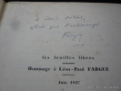 Les feuilles libres. Hommage à Léon-Paul Fargue. N°45-46 Juin 1927. Envoi de Fargue à Louis Daléas.. Fargue Léon-Paul. 