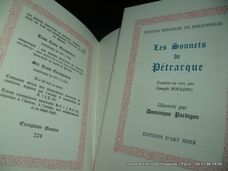 Les Sonnets de Pétrarque. Illustrés par Dominique Pardigon. 2 volumes sous étui.. PETRARQUE. Traduction en vers de Joseph Poulenc