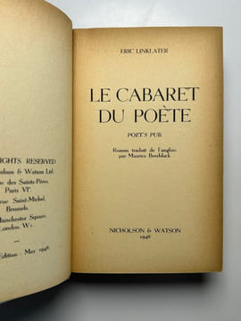 Le cabaret du poète. Poet's pub.. Eric Linklater. Trad. par Maurice Beerblok.