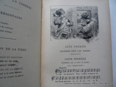 Le fils à Guignol. Petites scènes avec chants pour théâtre Guignol et théâtre de salon.  40 gravures et 6 morceaux de musique.. HINOT Claude