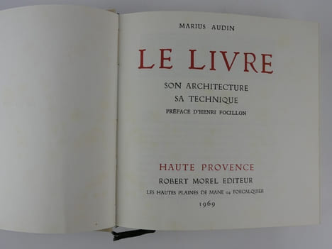 Le livre. Son architecture. Sa technique. Préface d'Henri Focillon.. Audin Maurice