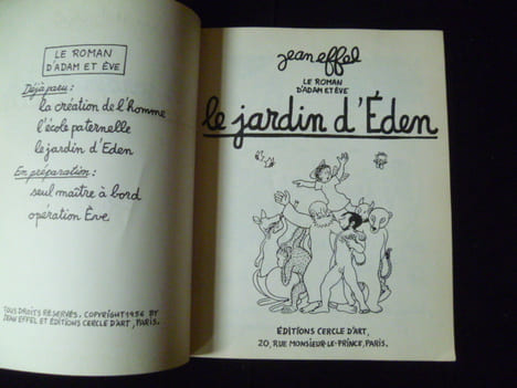 Le roman d'Adam et Eve. Le jardin d'Eden. Envoi de Jean Eiffel.. Jean Effel.