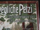 Affiche publicitaire pour ours en peluche Petzi. Werbung für Plüschbär: Der bewegliche Petzi. Das Weltwunder des 20. Jahrhundert ! Stück 5 Pfennig.. 