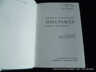 Grands echassiers, gallinacés, râles d'Europe