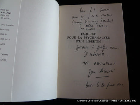 Esquisse pour la psychanalyse d'un libertin Roger Vailland. Jean Recanati