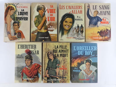 Réunion 7 titres de P.-J. MARCEL: La louve et l'épervier. Le sang d'Hafni. La voie de l'or. Les cavaliers d'Allah. L'héritier de César. L'oreiller du Roy. La fille qui aimait la mort.