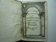 Les Fortifications Royales, ou Architecture militaire, ancienne et moderne, et un Traité de l'Artillerie et usage du Canon. Suivi de La Geométrie universelle, avec un Compendion de Perspective, la Construction des Cadrans Solaires etc 2 t. reliés en 1 vol par LA FONTAINE de  - Image 2