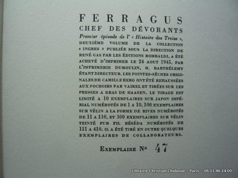 FERRAGUS, chef des dévorants. Pointes sèches originales de Camille Berg. BALZAC Honoré de