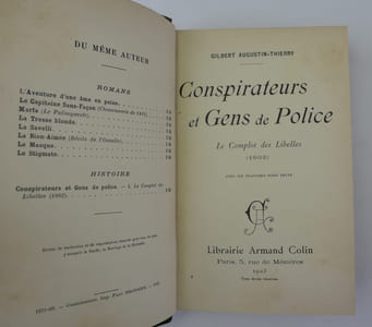 Conspirateurs et gens de police. Le complot des libelles (1802) avec 6 planches hors texte. Envoi.