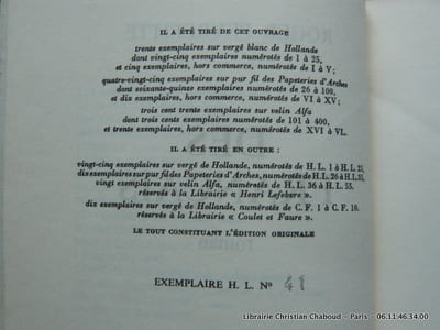 Des français. Edition originale.