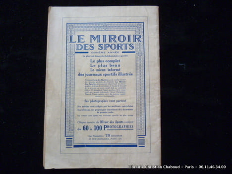 La Galerie des Champions numéro 1 Avril 1929 Emile Pladner.. Miroir des Sports. Charles-Henry Hirsch.