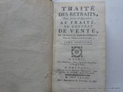 Traité du Contrat de Vente, selon les Règles tant du For de la Conscience, que du For Extérieur suivi du Traité des Retraits, pour servir d'Appendice au Traité du Contrat de Vente.  Nouvelle édition revue & corrigée. 3 tomes en 2 volumes. Complet. par POTHIER Robert-Joseph - Image 3