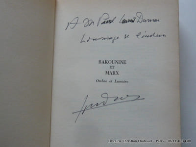 BAKOUNINE ET MARX Ombre et Lumière. Envoi de l'auteur.