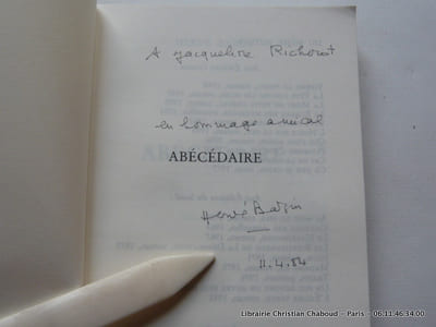 Abécédaire. Envoi de l'auteur.