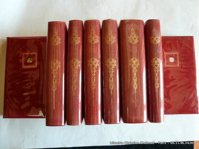 Collection de livres de  second rayon  : En 8 volumes (complet) Félicia d'Andrea de Nerciat,  Margot la ravaudeuse de Fougeret de Monbron,  Mémoires de Fanny Hill de John Cleland,  La Paysanne pervertie de Rétif de la Bretonne....
