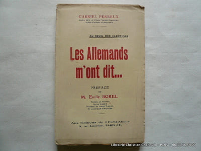 Au seuil des élections.  Les Allemands m'ont dit.