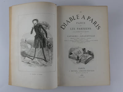 Le diable à Paris. Paris et les parisiens. A la plume et au crayon par Gavarni, Grandville. Volume 1 comprenant la Première et Deuxième partie, reliées à la suite. Volume 2 : Troisième et Quatrième partie.