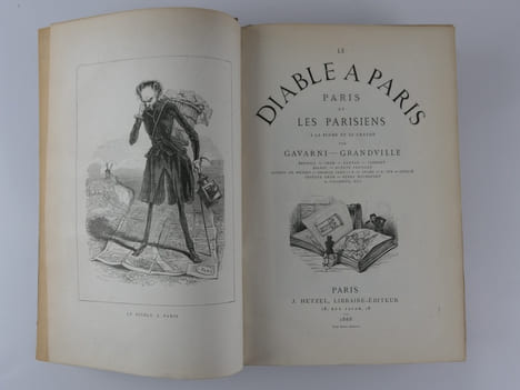 Le diable à Paris. Paris et les parisiens. A la plume et au crayon par Gavarni, Grandville.  Volume 1 comprenant la Première et Deuxième partie, ...