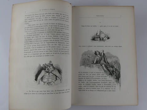 Le diable à Paris. Paris et les parisiens. A la plume et au crayon par Gavarni, Grandville.  Volume 1 comprenant la Première et Deuxième partie, ...