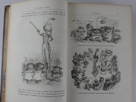 Le diable à Paris. Paris et les parisiens. A la plume et au crayon par Gavarni, Grandville.  Volume 1 comprenant la Première et Deuxième partie, ...