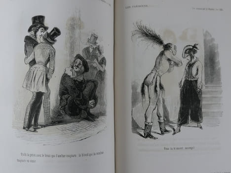 Le diable à Paris. Paris et les parisiens. A la plume et au crayon par Gavarni, Grandville.  Volume 1 comprenant la Première et Deuxième partie, ...
