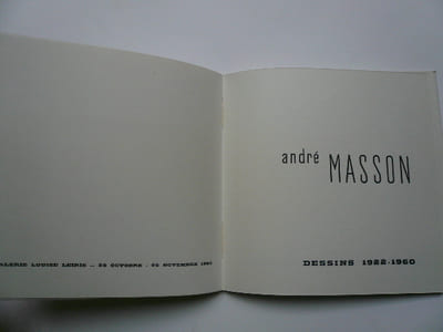 André Masson Dessins 1922-1960. Galerie Louise Leiris 26 octobre - 26 novembre 1960. 