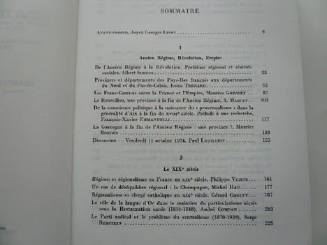Regions et régionalisme en france du XVIII° siecle à nos jours. Actes publiés par Christian Gras et Georges Livet.