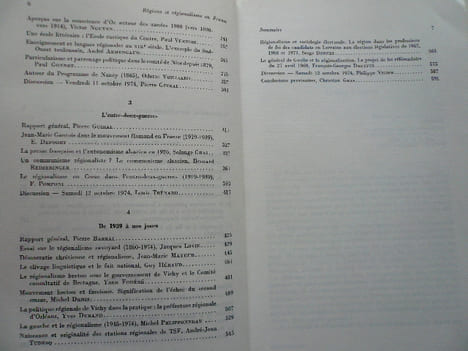 Regions et régionalisme en france du XVIII° siecle à nos jours. Actes publiés par Christian Gras et Georges Livet.