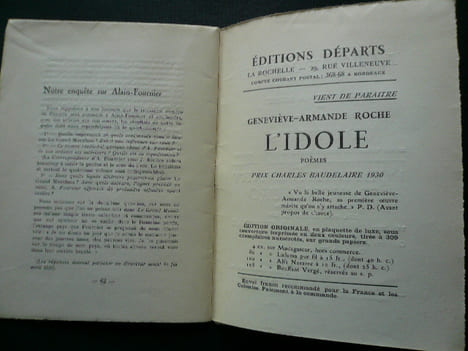 Départs II, mars-avril 1931. Revue Littéraire des Jeunes. Textes de : Pierre Reverdy "Le coeur tournant" / Marcel Fontaine "Poème" / Madeleine ...